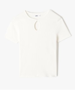 Tee-shirt fille en maille côtelée avec ouverture goutte